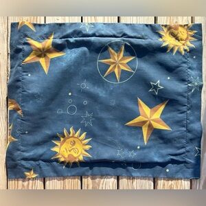 Vintage  Celestial Sun Moon Stars Pillowcase Blue Gold Rare 90s Y2K Made In Usa